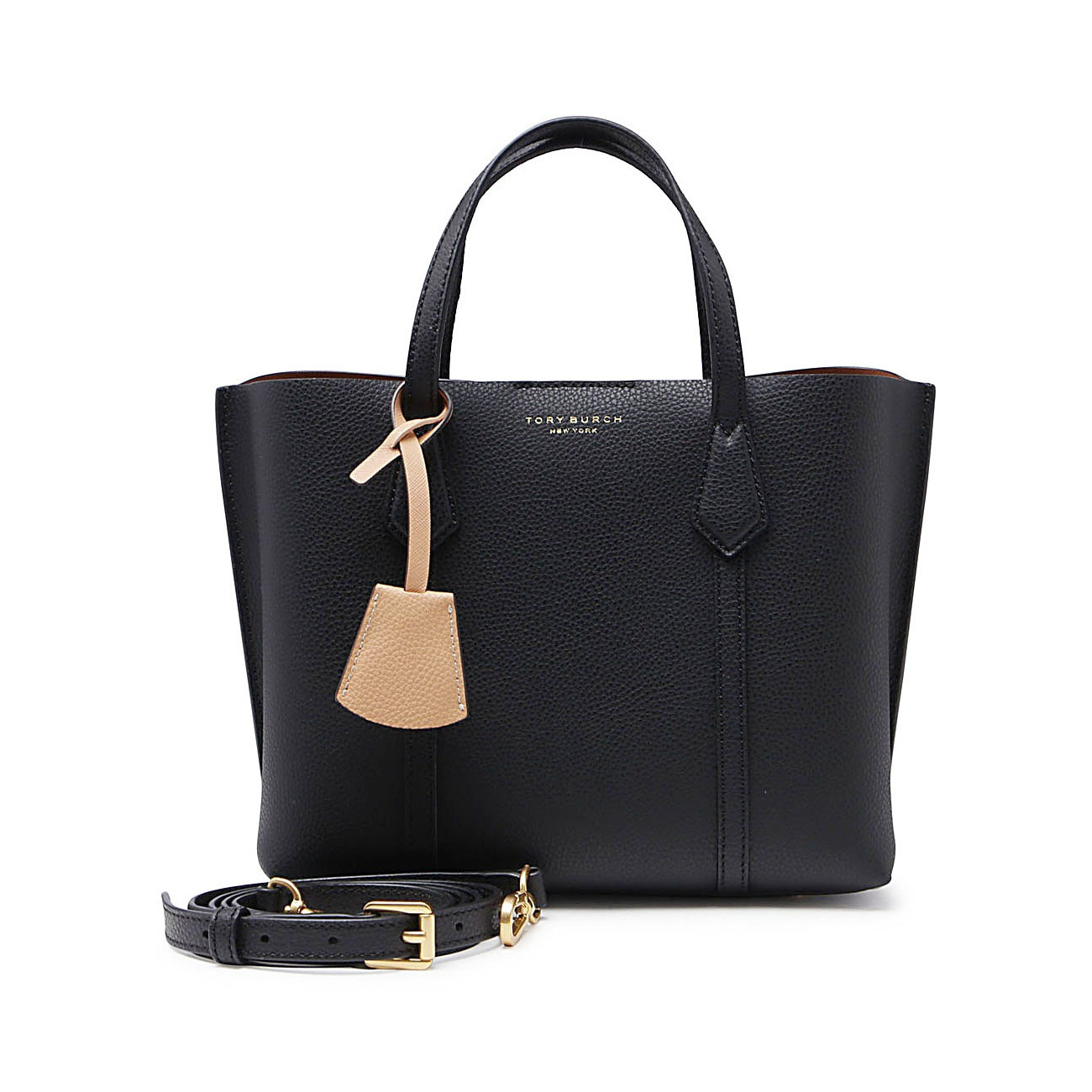 BLACK LEATHER SMALL PERRY TOTE BAG