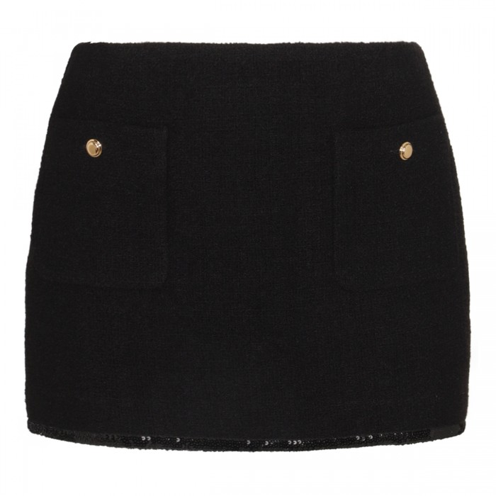 BLACK WOOL MINI SKIRT