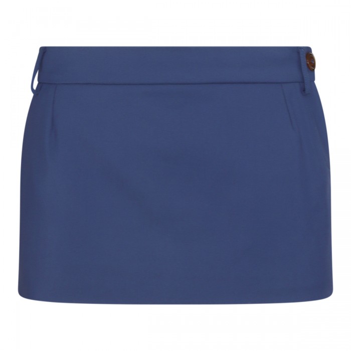 BLUE COTTON BLEND MINI SKIRT
