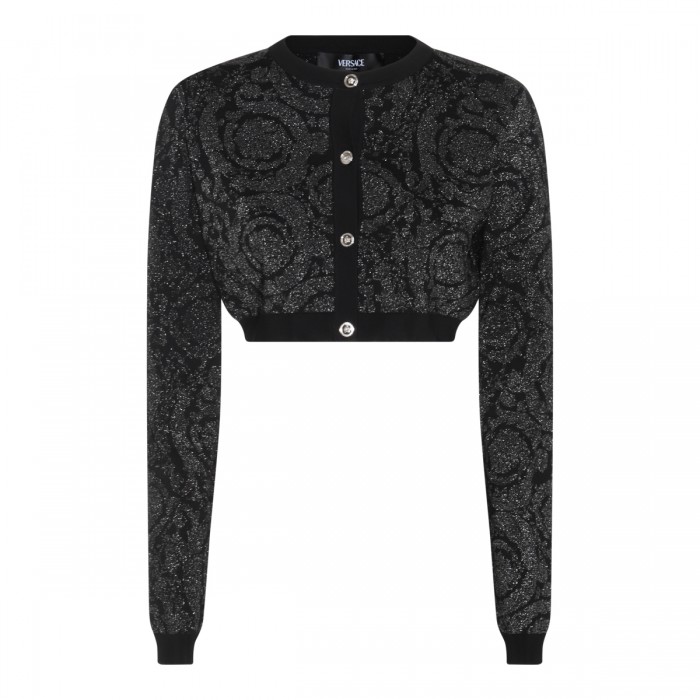 BLACK VISCOSE BLEND CARDIGAN