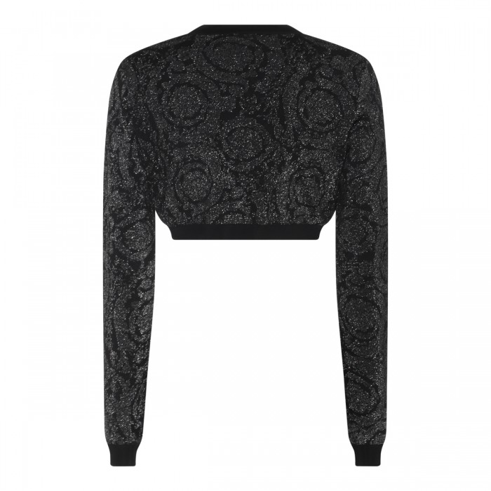 BLACK VISCOSE BLEND CARDIGAN 2