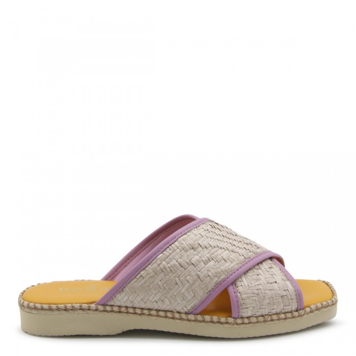 YELLOW AND LILAC LEATHER...