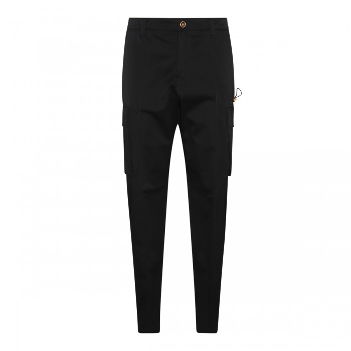 BLACK COTTON CARGO TROUSERS