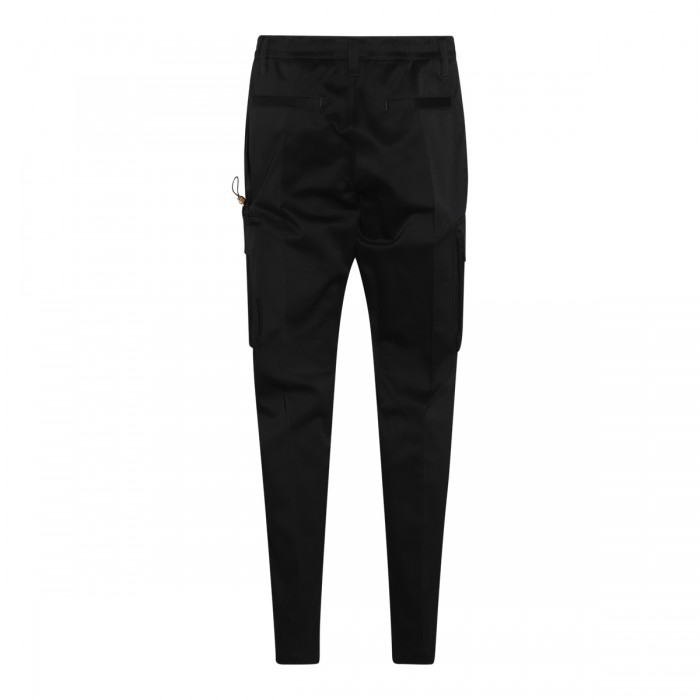 BLACK COTTON CARGO TROUSERS 2