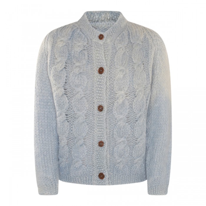 LIGHT BLUE WOOL BLEND CARDIGAN