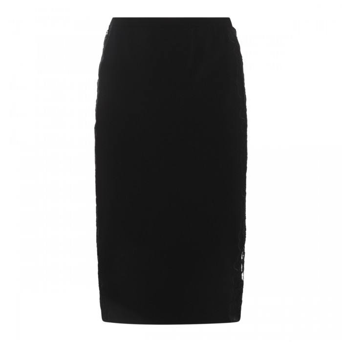 BLACK VISCOSE BLEND SKIRT
