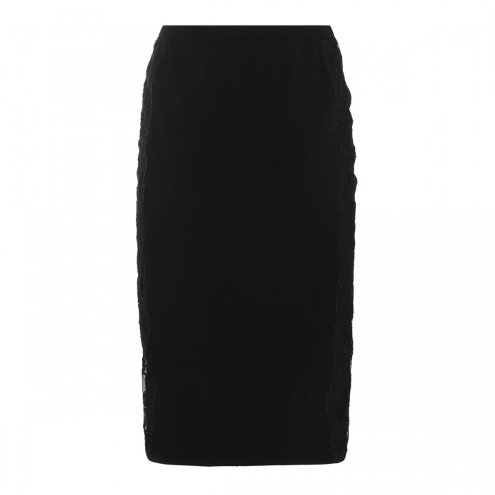 BLACK VISCOSE BLEND SKIRT 2