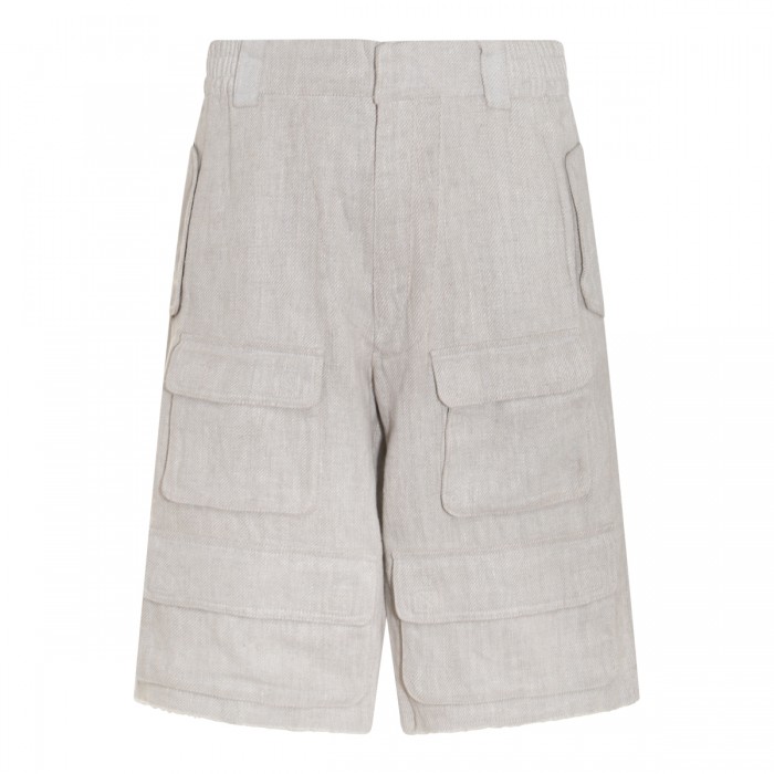 OFF WHITE LINEN BLEND CARGO...