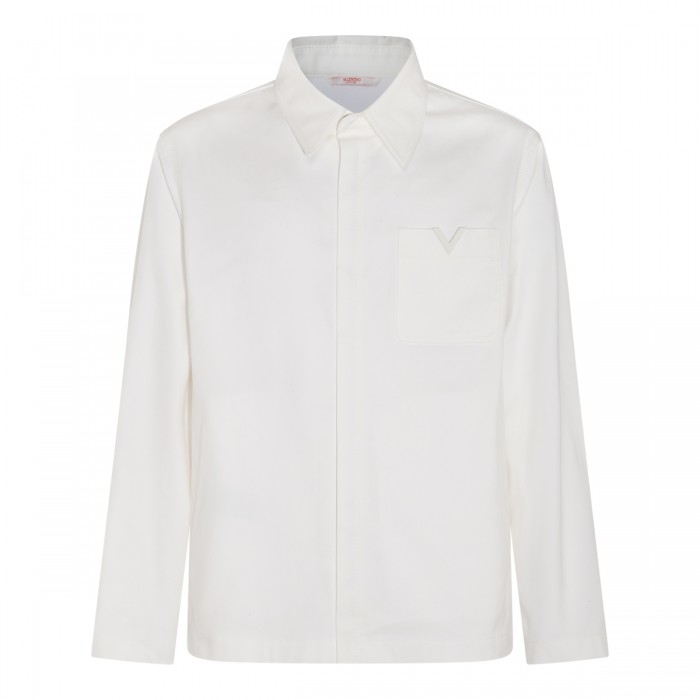 WHITE COTTON BLEND SHIRT
