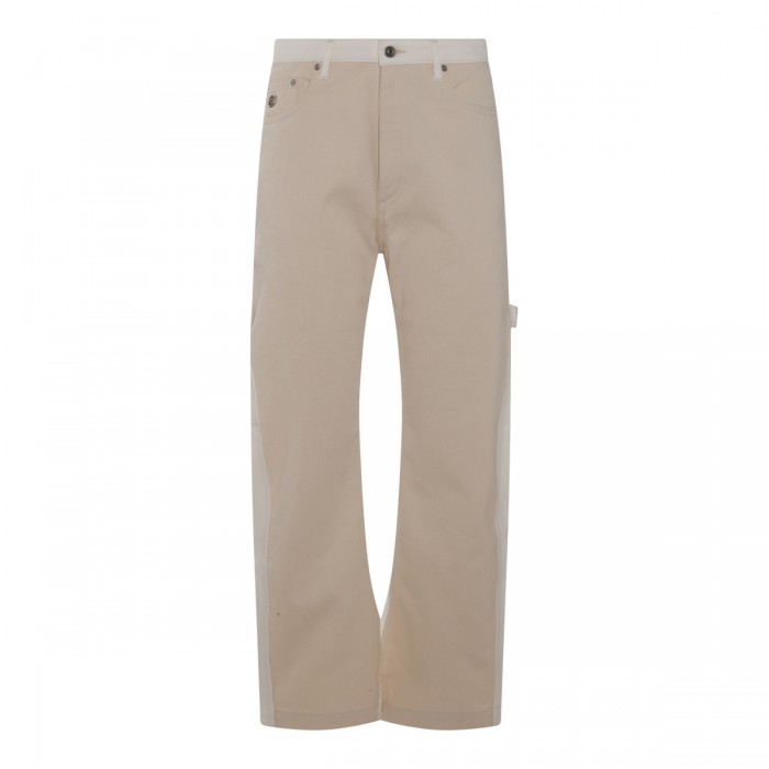 WHITE AND ECRU COTTON BLEND...