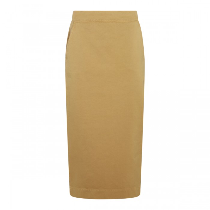 BEIGE COTTON MIDI SKIRT
