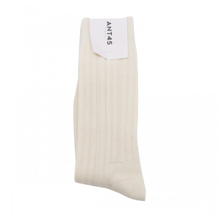 WHITE COTTON-WOOL BLEND SOCKS