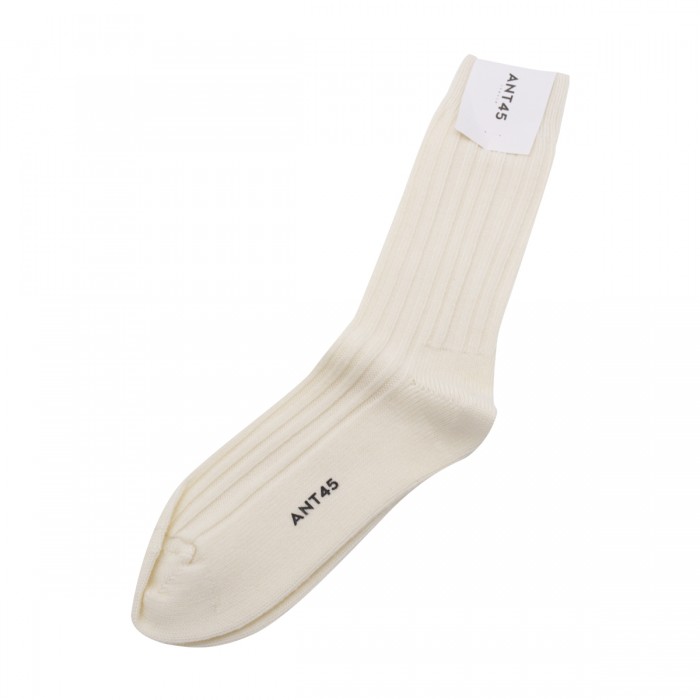 WHITE COTTON-WOOL BLEND SOCKS 2