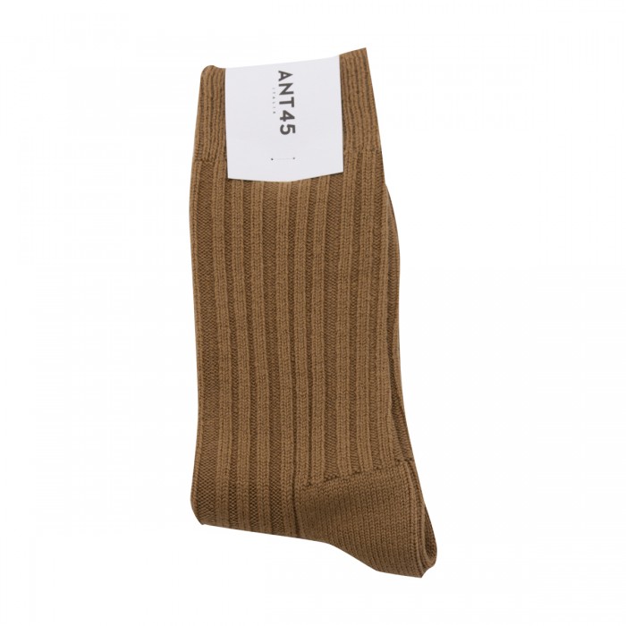 BROWN COTTON-WOOL BLEND SOCKS