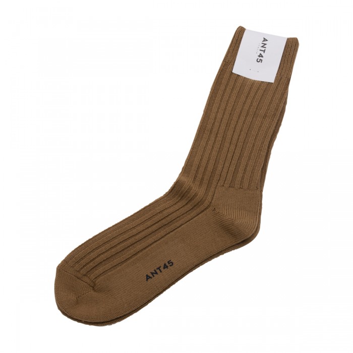 BROWN COTTON-WOOL BLEND SOCKS 2