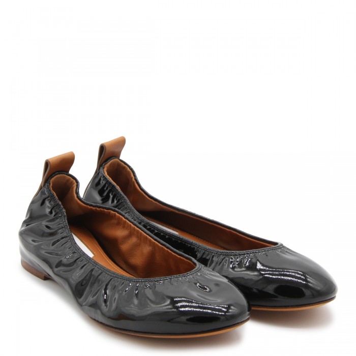 BLACK LEATHER BALLERINA FLATS 2