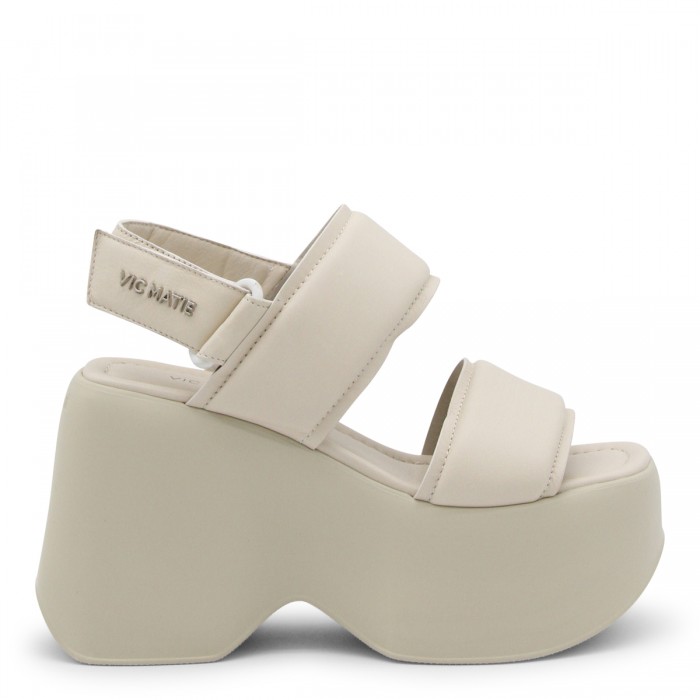 WHITE LEATHER PLATFROM SANDALS