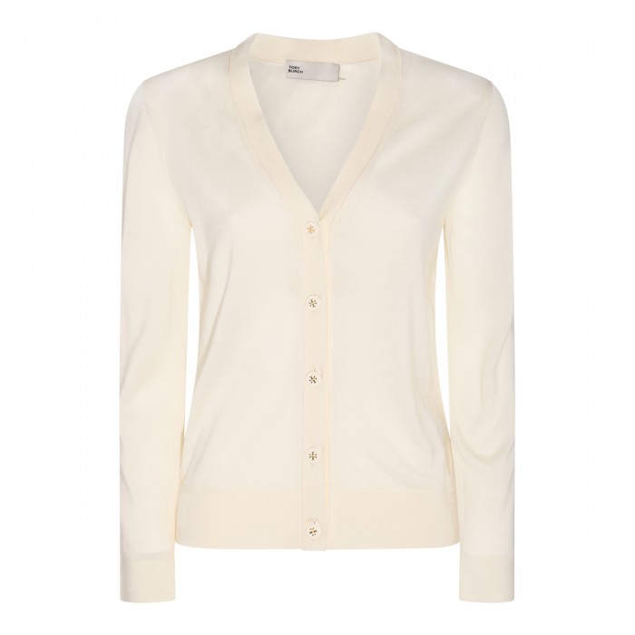 WHITE WOOL-SILK BLEND TOP