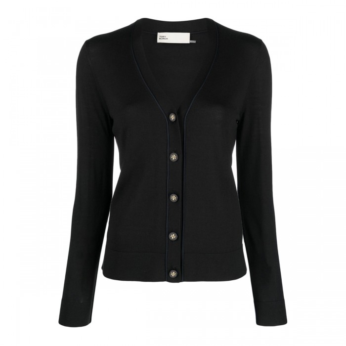 BLACK WOOL-SILK BLEND TOP