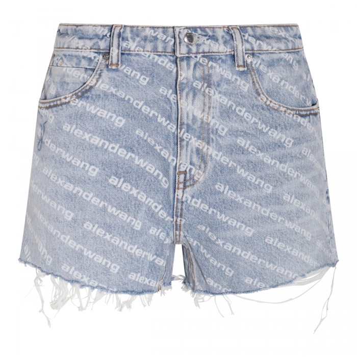 LIGHT BLUE COTTON DENIM SHORTS