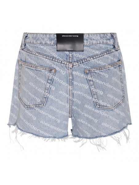 【送料&関税込】Alexander Wang Shorts In Blue Cotton Alexander Wang ラインストーン デニムショーツ | ブルー