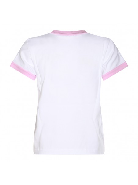 WHITE AND PINK COTTON T-SHIRT