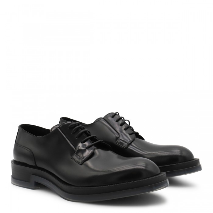 BLACK LEATHER LACE UP SHOES 2