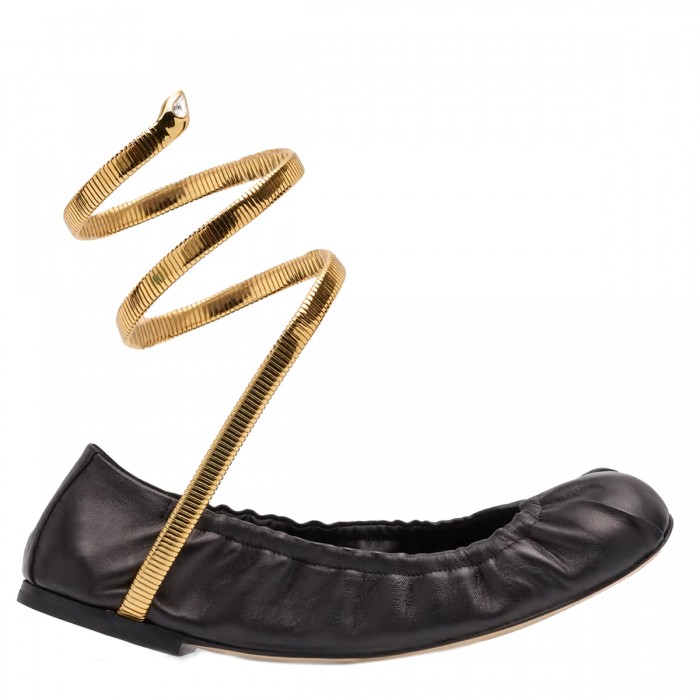 BLACK LEATHER FLATS