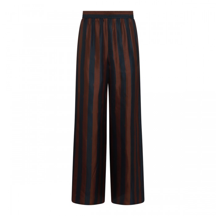 BROWN AND NAVY SILK PANTS