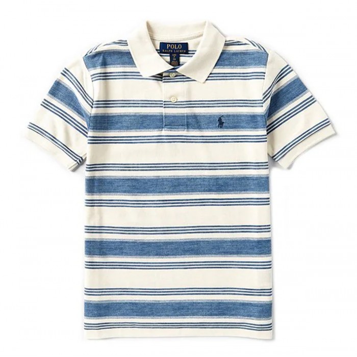 WHITE AND BLUE COTTON POLO...