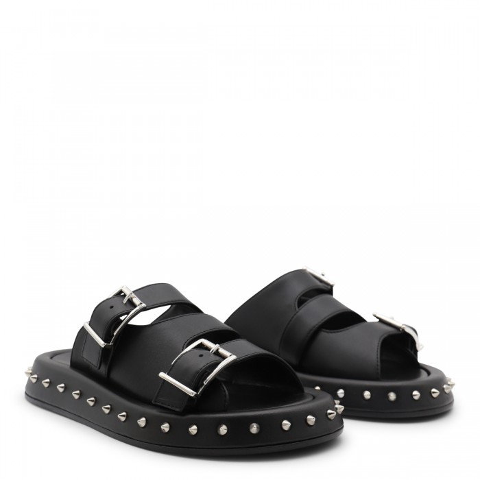 BLACK LEATHER SANDALS 2