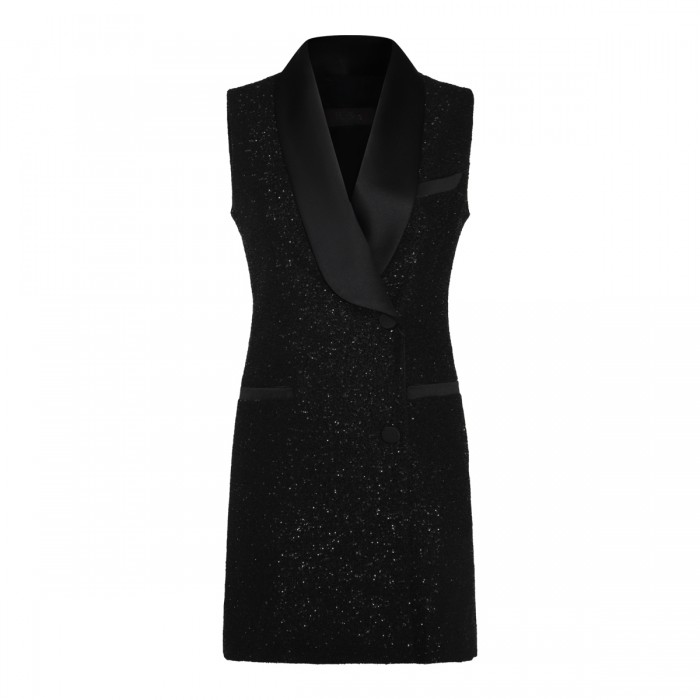 BLACK VISCOSE EIFFEL DRESS