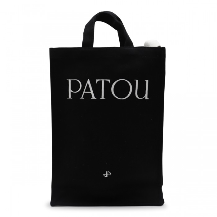 BLACK COTTON VERTICAL TOTE