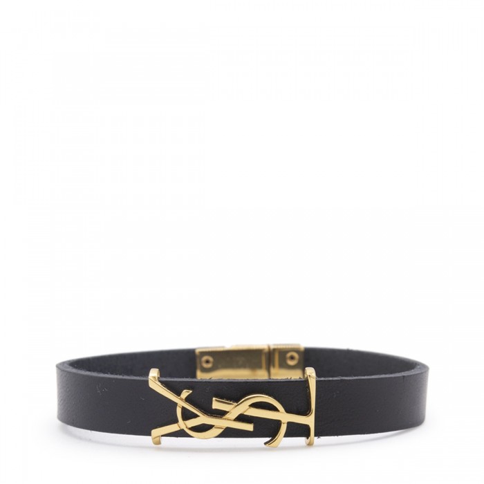 VIP【関税送料無料】希少 SAINT LAURENT BLACK LEATHER BRACELET Saint Laurent Leather Logo Bracelet | Black | FARFETCH