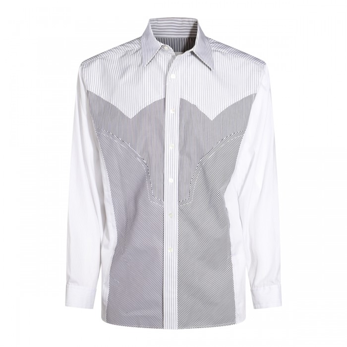 WHITE AND GREY COTTON SHIRT