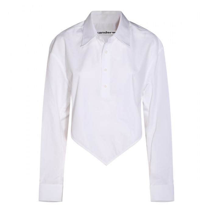 WHITE COTTON ASYMMETRIC SHIRT