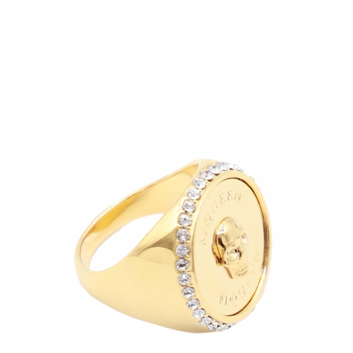 指輪・リング ALEXANDER MCQUEEN ANTIQUE GOLD L THE FACETED STONE RING ANTIQUE GOLD METAL THE FACETED STONE RING