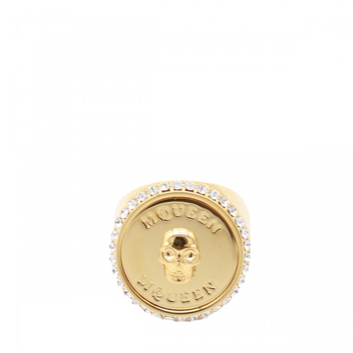 ANTIQUE GOLD METAL THE FACETED STONE RING