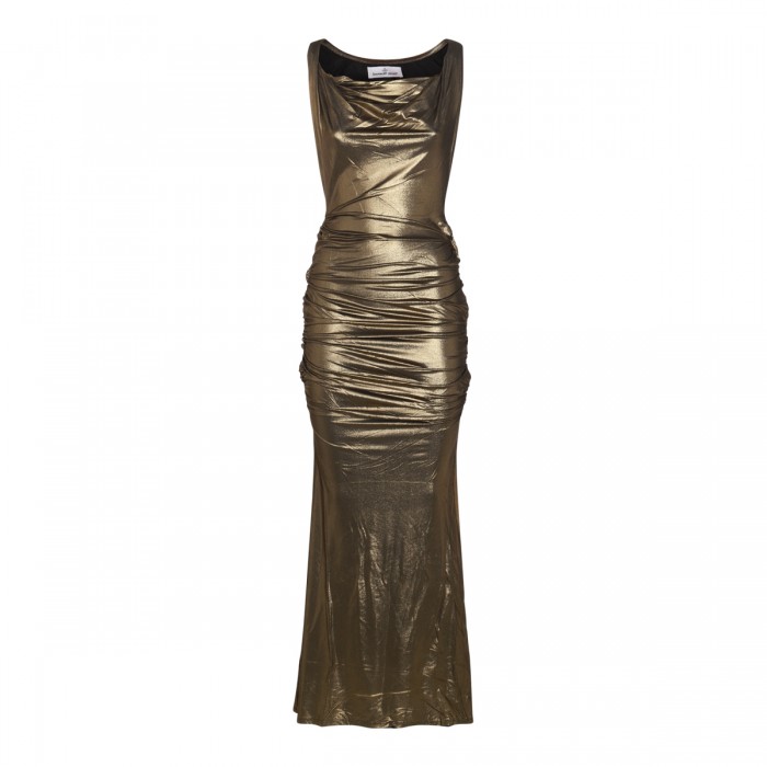 GOLD TONE VISCOSE MAXI DRESS