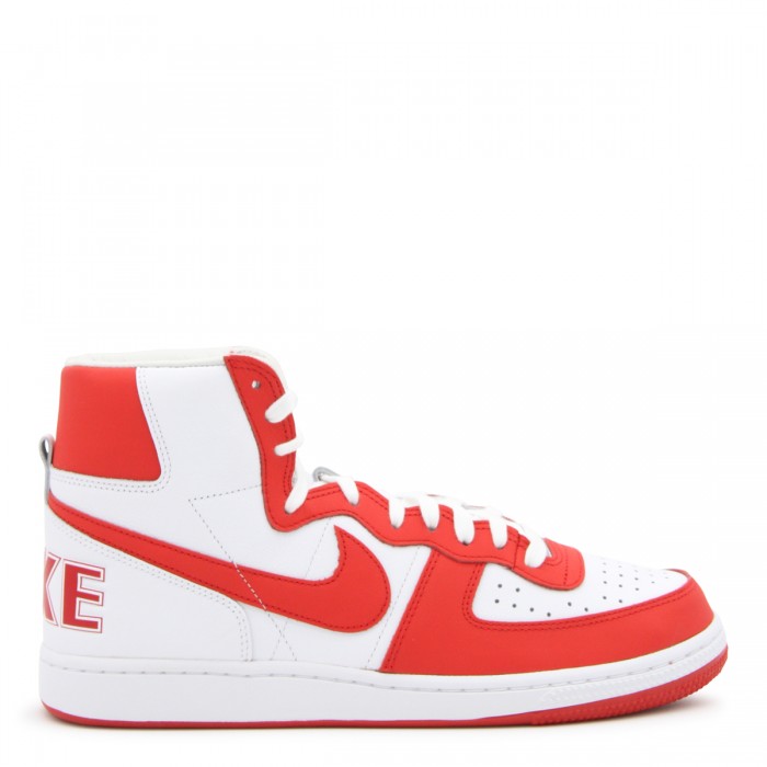 WHITE AND RED LEATHER SNEAKERS