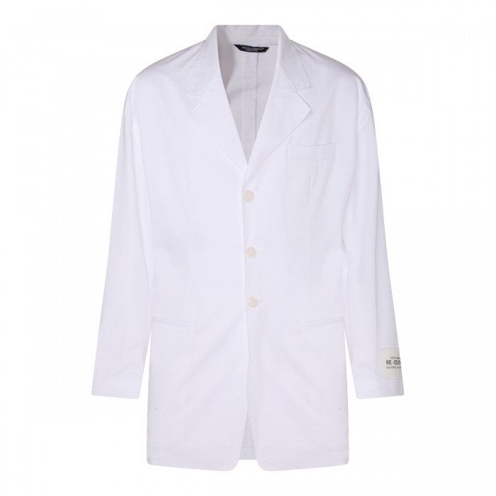WHITE COTTON BLEND BLAZER