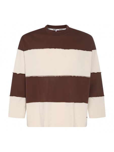 CREAM AND BROWN COTTON T-SHIRT