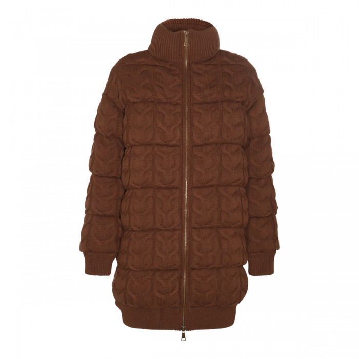 BROWN WOOL OVATTA DOWN JACKET
