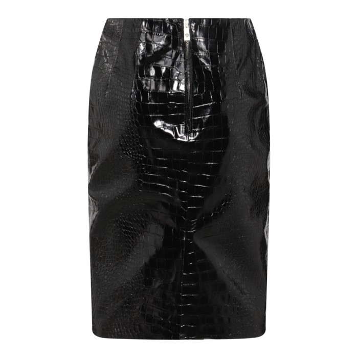 BLACK LEATHER MIDI SKIRT 2