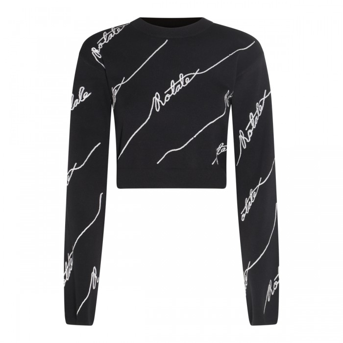 BLACK COTTON AND WOOL BLEND...