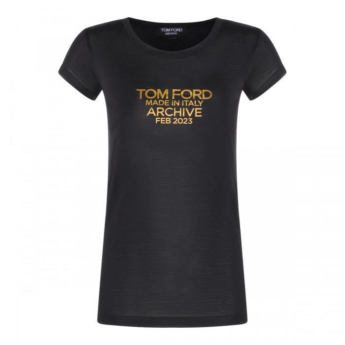 BLACK AND GOLD SILK T-SHIRT