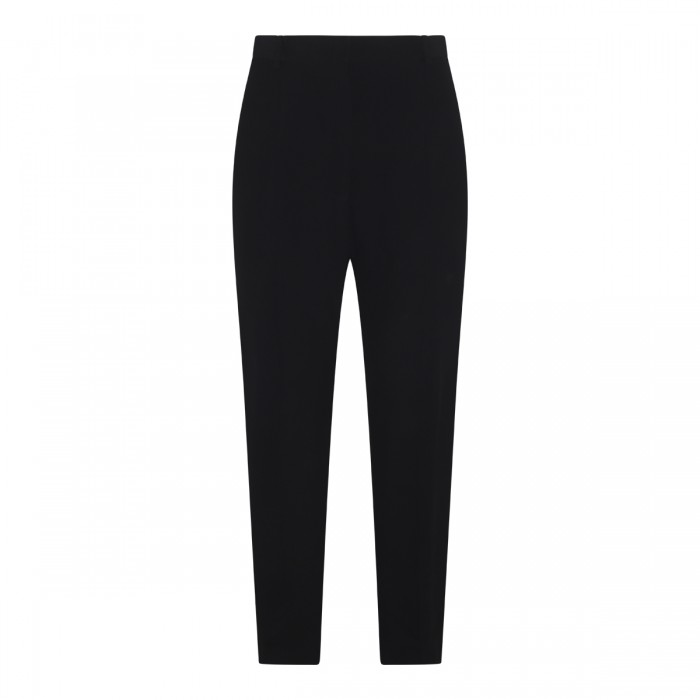 BLACK VISCOSE BLEND TROUSERS