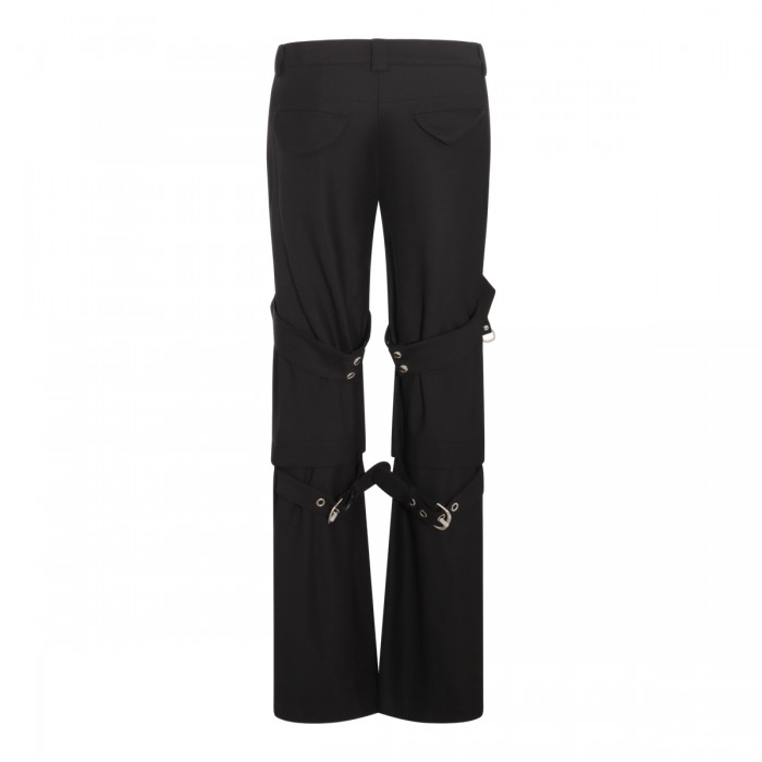 BLACK WOOL BLEND CARGO PANTS 2