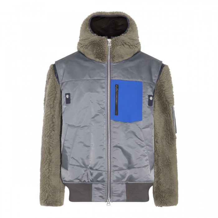 GREY AND KHAKI SHEARLING...