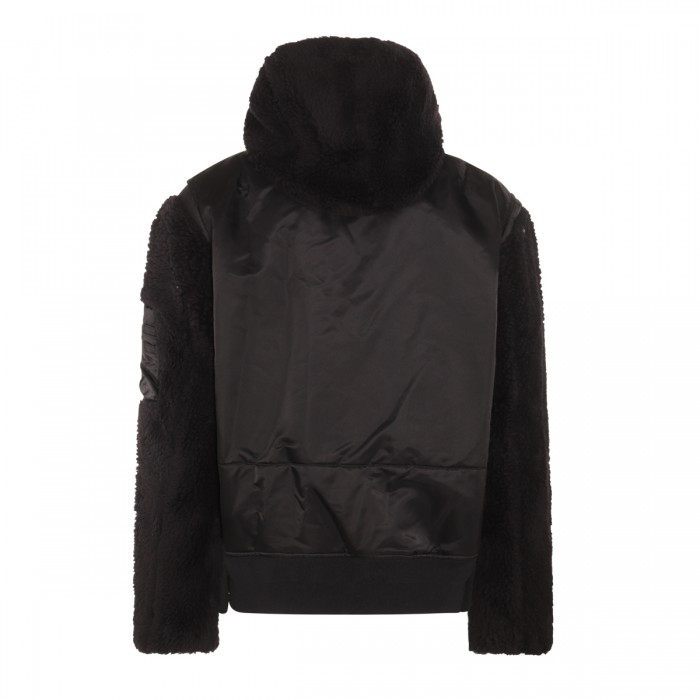 BLACK SHEAERLING BOMBER JACKET 2